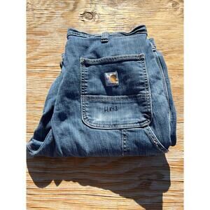 Carhartt FR Jeans Mens 36x32 Blue Denim Carpenter Utility Work Pants Straight